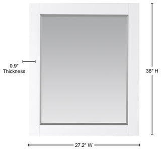 Maribella Rectangular Bathroom Wood Framed Wall Mirror, White, 28"