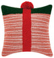 Pink Green Striped Gift W/Pom Pom Hook Pillow