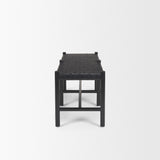 Shane Black Wood With Woven Black Leather Bench