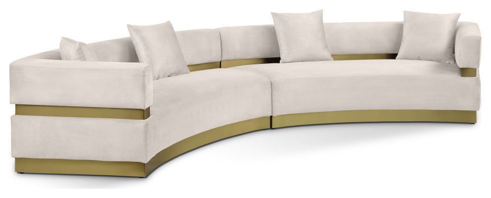 Belsa Velvet Upholstered 2pc. Sectional, Cream