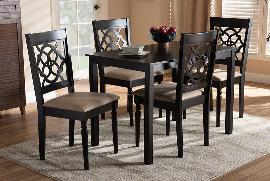 Baxton Studio Renaud Modern and Contemporary Sand Fabric Upholstered Espresso B
