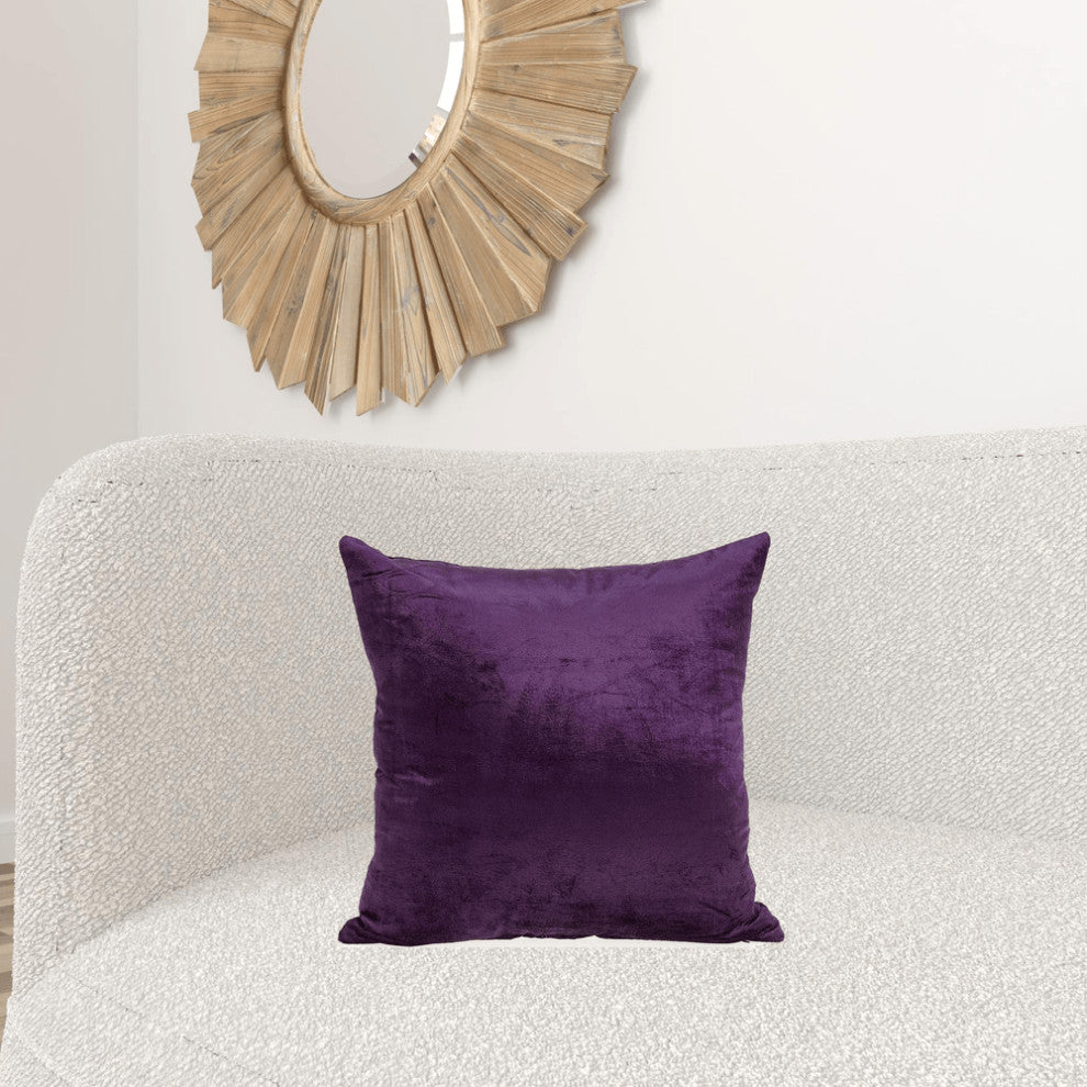 18" X 7" X 18" Transitional Purple Solid Pillow Cover With Poly Insert