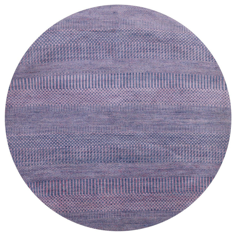4' Round Wool and Silk Savannah Grass Hand Knotted Rug Q11484