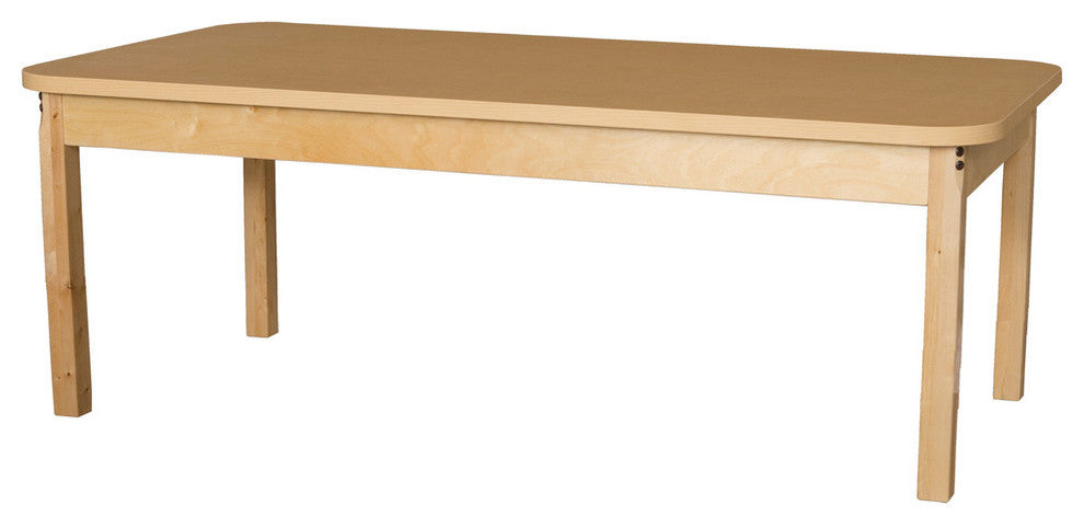 Rectangle High Pressure Laminate Table With Hardwood Legs, 14"