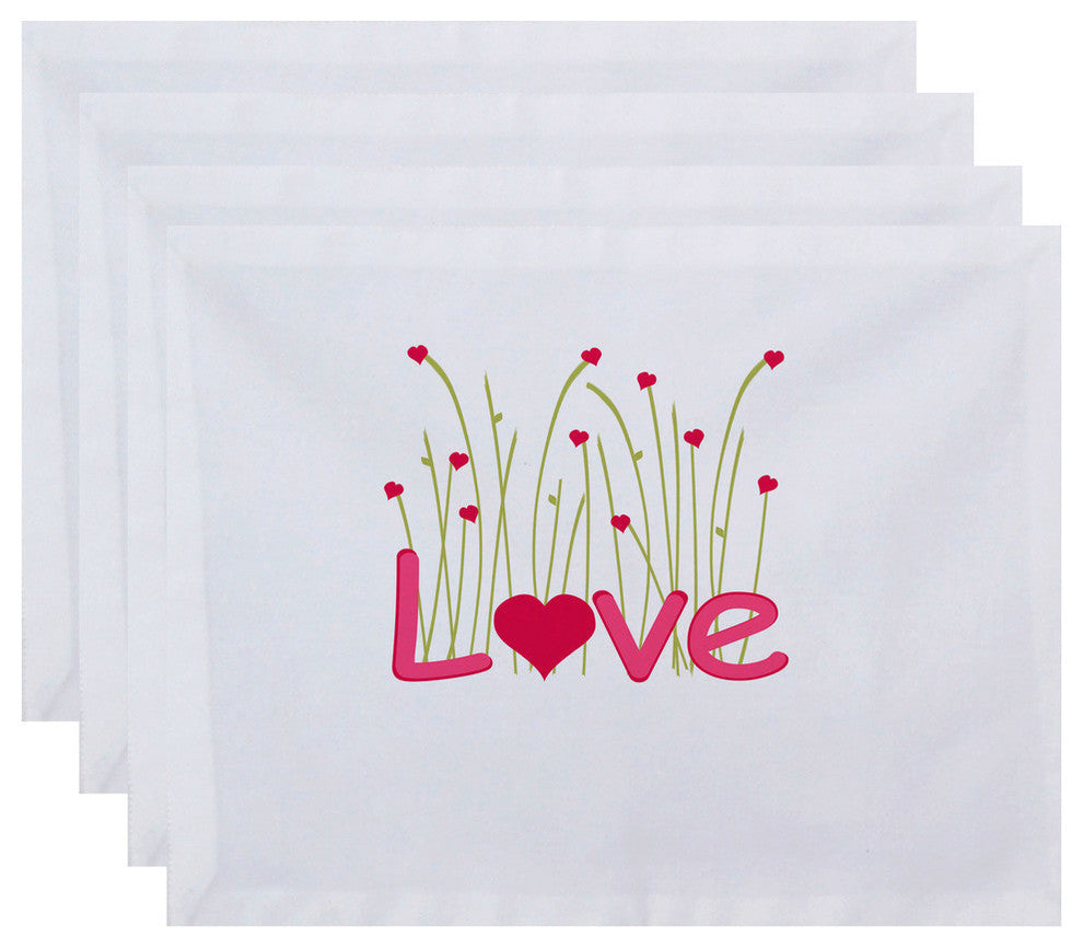 18"x14" Valentine Print Placemat, Fuschia, Set of 4