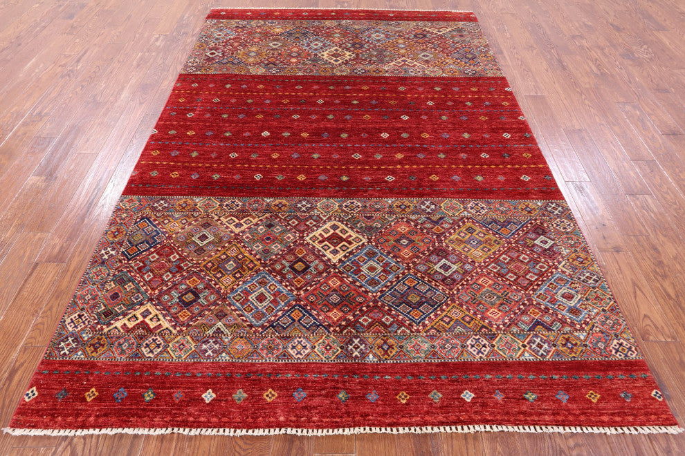 6' 8" X 9' 10" Hand-Knotted Super Kazak Khorjin Rug Q10738