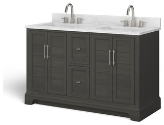 The Thalia Bathroom Vanity, Silver Gray, 54", Double Sink, Freestanding