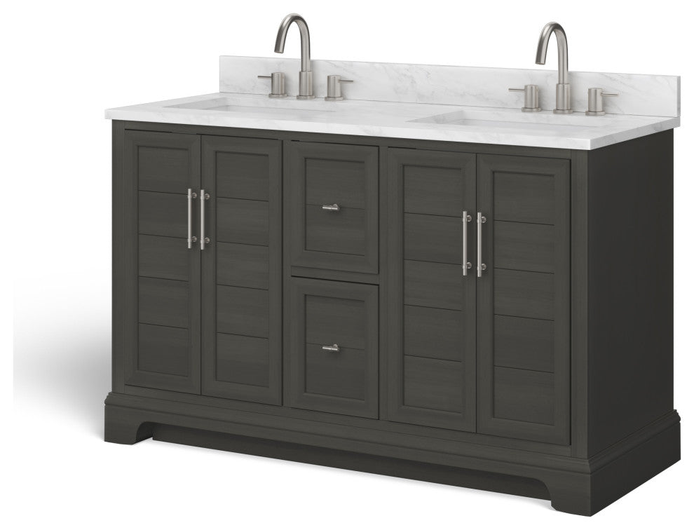 The Thalia Bathroom Vanity, Silver Gray, 54", Double Sink, Freestanding