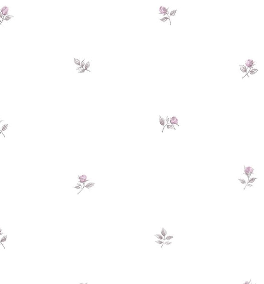 Rose Gardens 2, Romantic Floral Flower White Wallpaper Roll