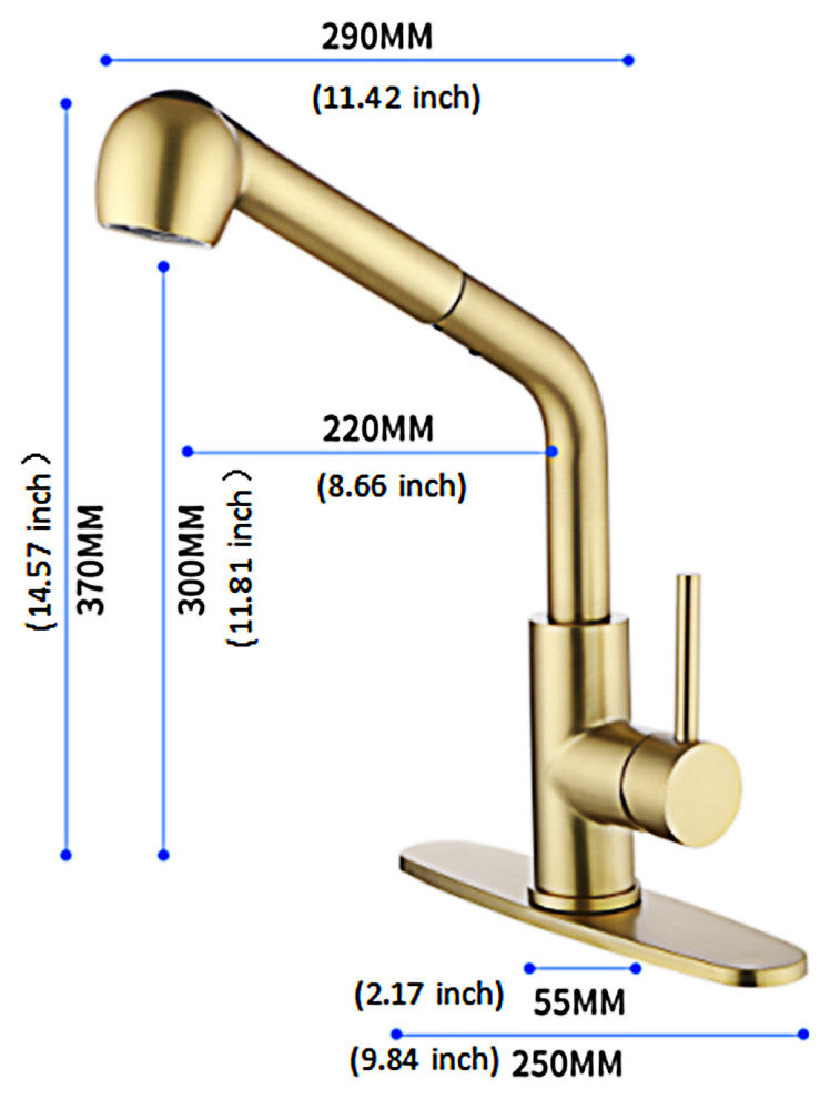 Pull Out Touch Single Handle Kitchen Faucet with Deck Plate, Brushed Gold