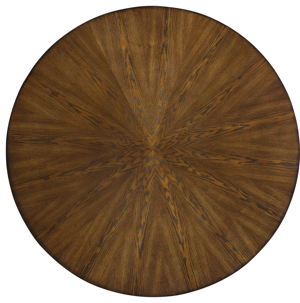 Sheridan Brown Ashburl Veneer Wood Top Dining Table with Matte Black Metal Base
