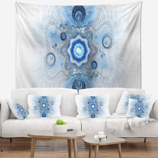 Cabalistic Blue Star Flower Abstract Wall Tapestry, 80"x68"