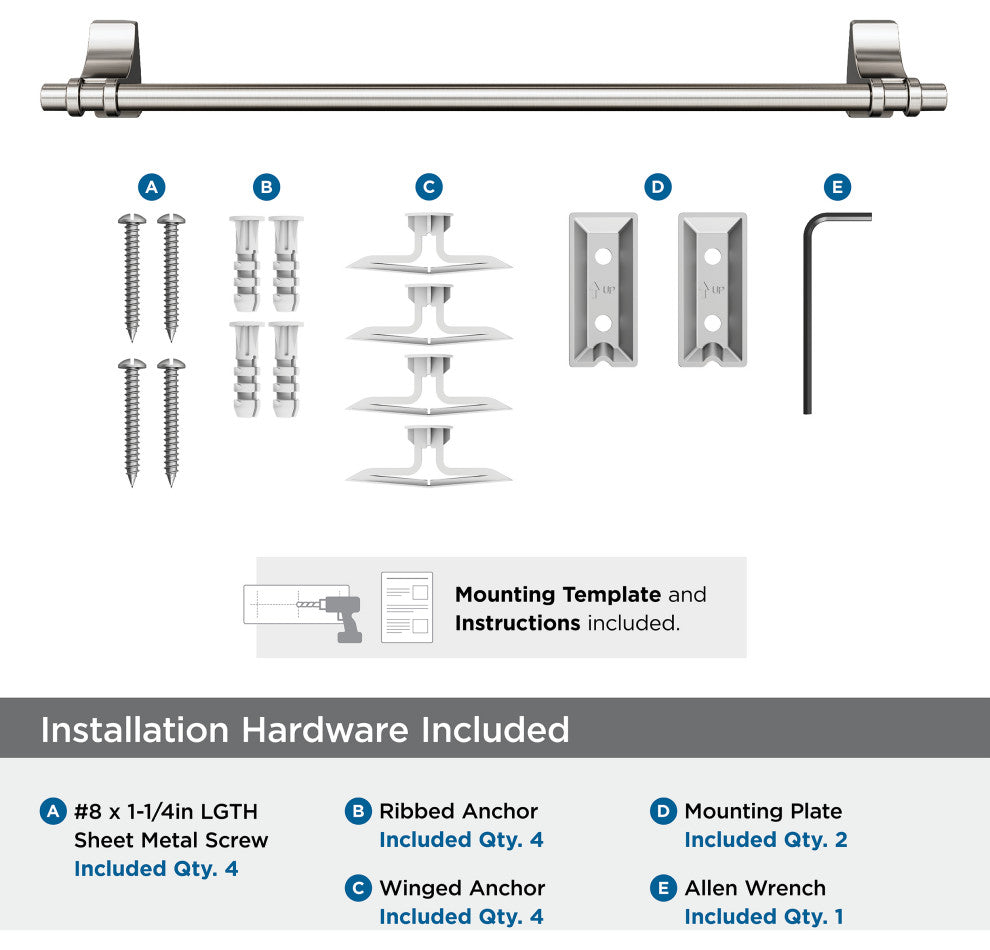 Amerock Davenport Transitional Towel Bar, Brushed Nickel, 18" Center-to-Center