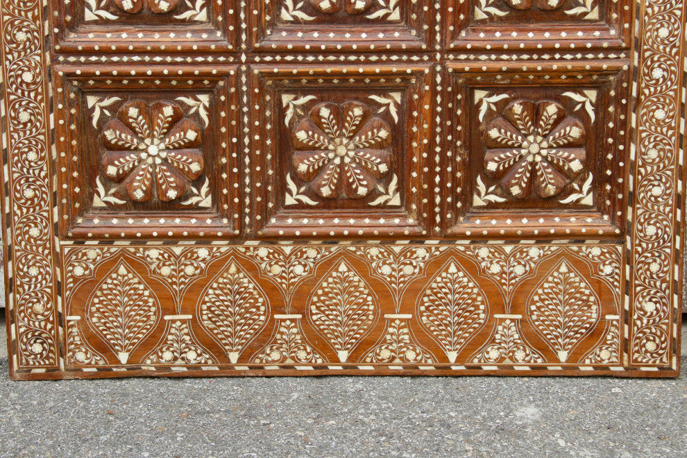 Extraordinary Sunburst Indo-Portuguese Inlaid Arched Door