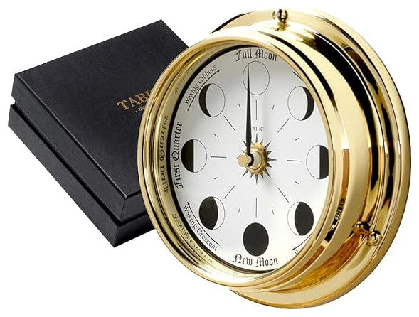 Traditional Northern Hemisphere Solid Brass Moon Phase Clock - Handcrafted