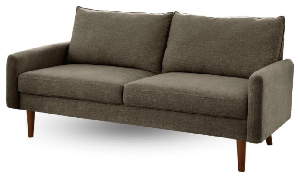 The Jasper II - Linen Round Arm Sofa, Khaki Brown