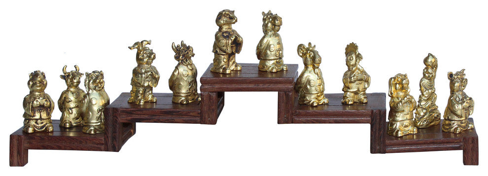 Set of 12 Chinese Animal Zodiac Metal Miniature Figures Hcs4819