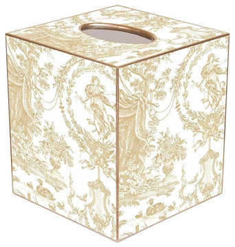 TB442 - Beige Toile Tissue Box Cover