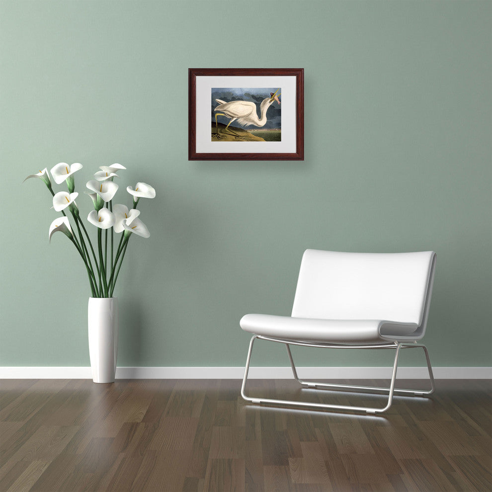 'Great White Heron' Matted Framed Canvas Art by John James Audubon