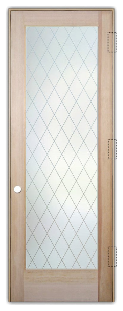 Interior Prehung Door or Interior Slab Door - Diamond Grid - Douglas Fir...