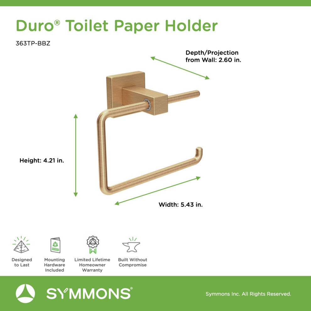 Duro Wall Mounted Toilet Paper Holder, Brushed Bronze