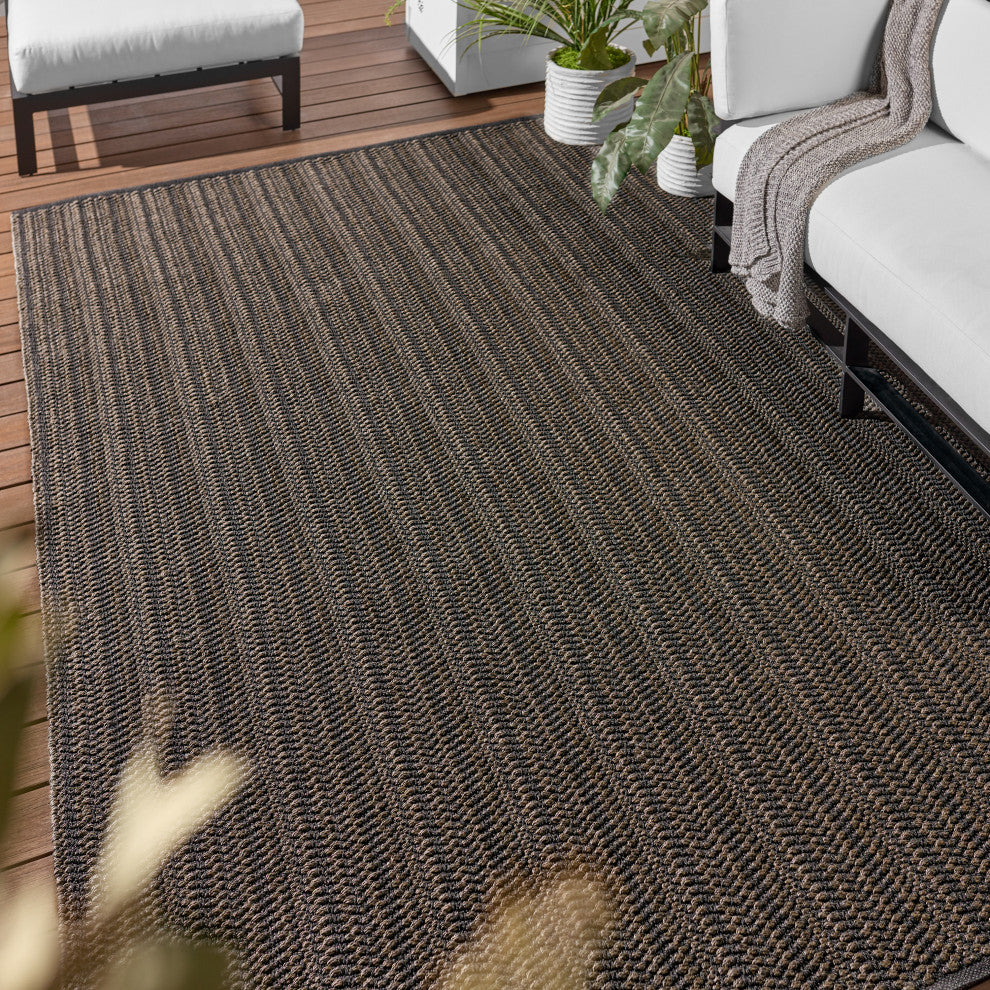 Jaipur Living Elmas Handmade Indoor/Outdoor Striped Gray/Charcoal Area Rug 5'X8'