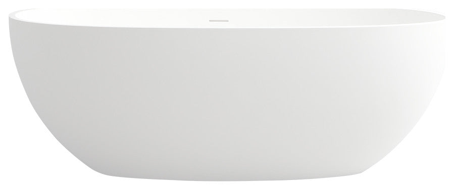 Stone Resin Solid Surface Freestanding Bathtub, White, 71"