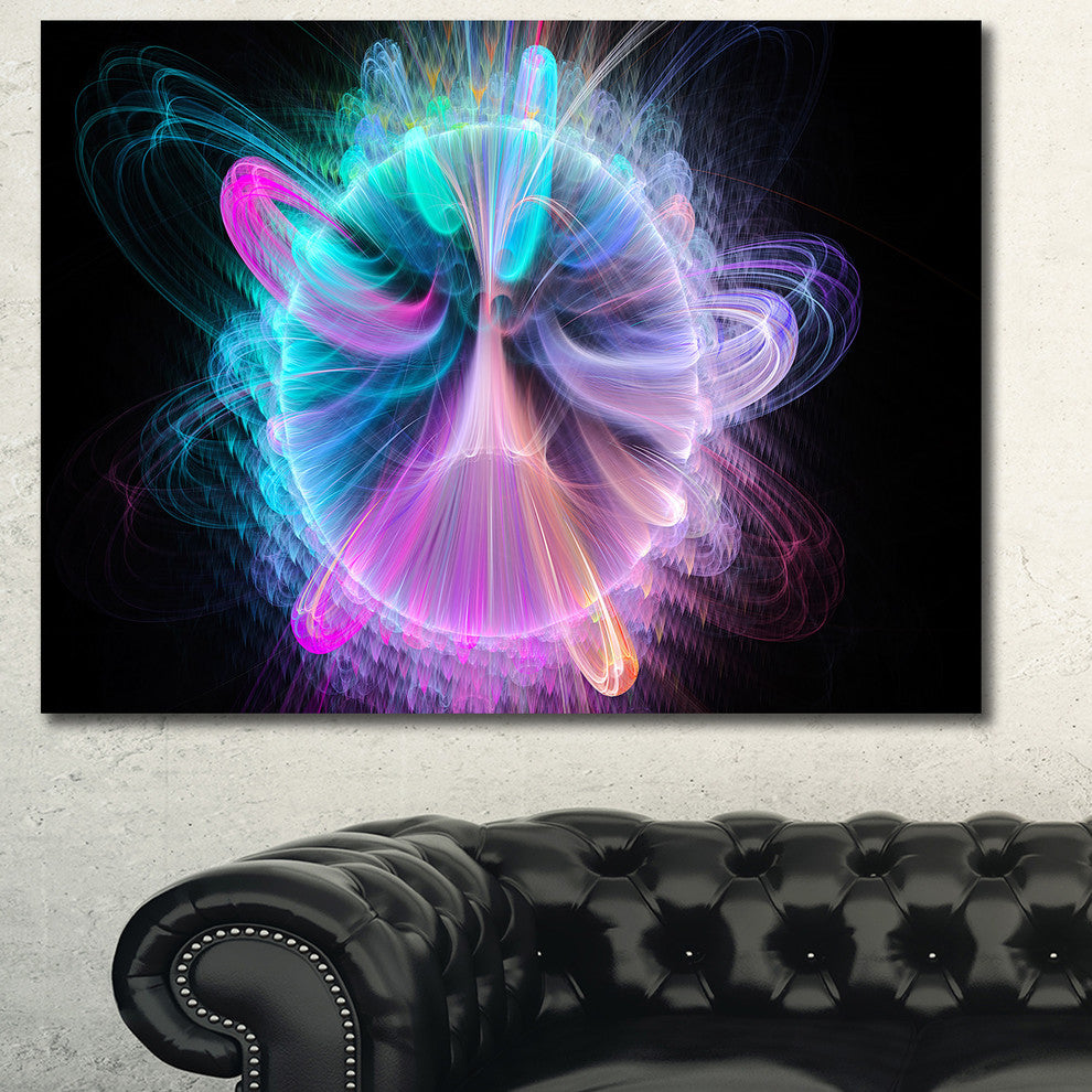 Blue Fractal Vortices of Energy, Large Floral Canvas Art Print, 60x40