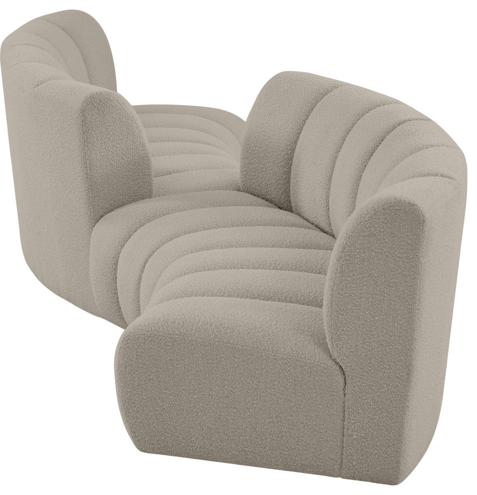 Infinity Boucle Fabric Upholstered 4-Piece S-Shaped Modular Sectional, Brown
