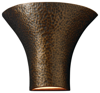 Ambiance Round Flared, Open Top/Bottom Sconce, Hammered Brass, E26