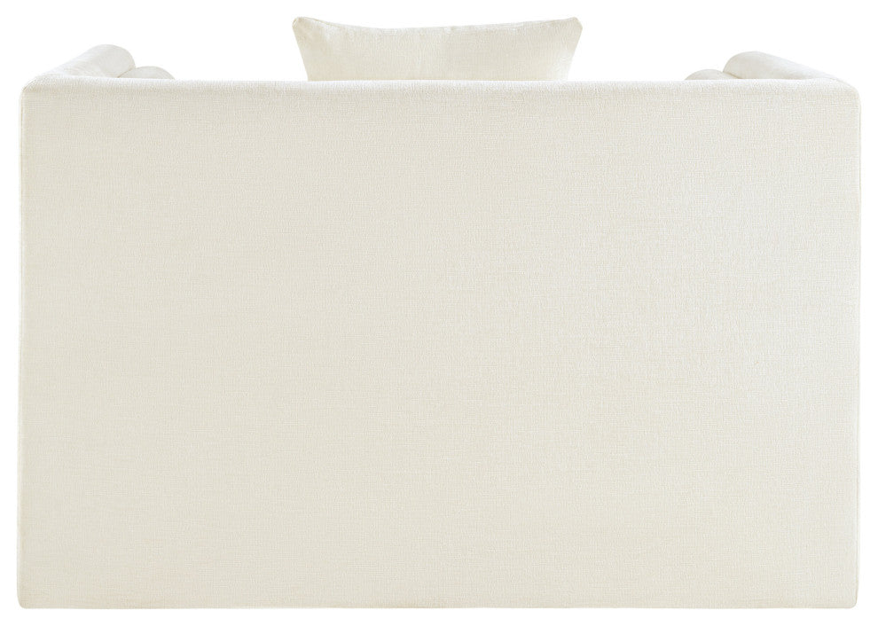 Everett Upholstered Chair, Cream, Chenille Fabric