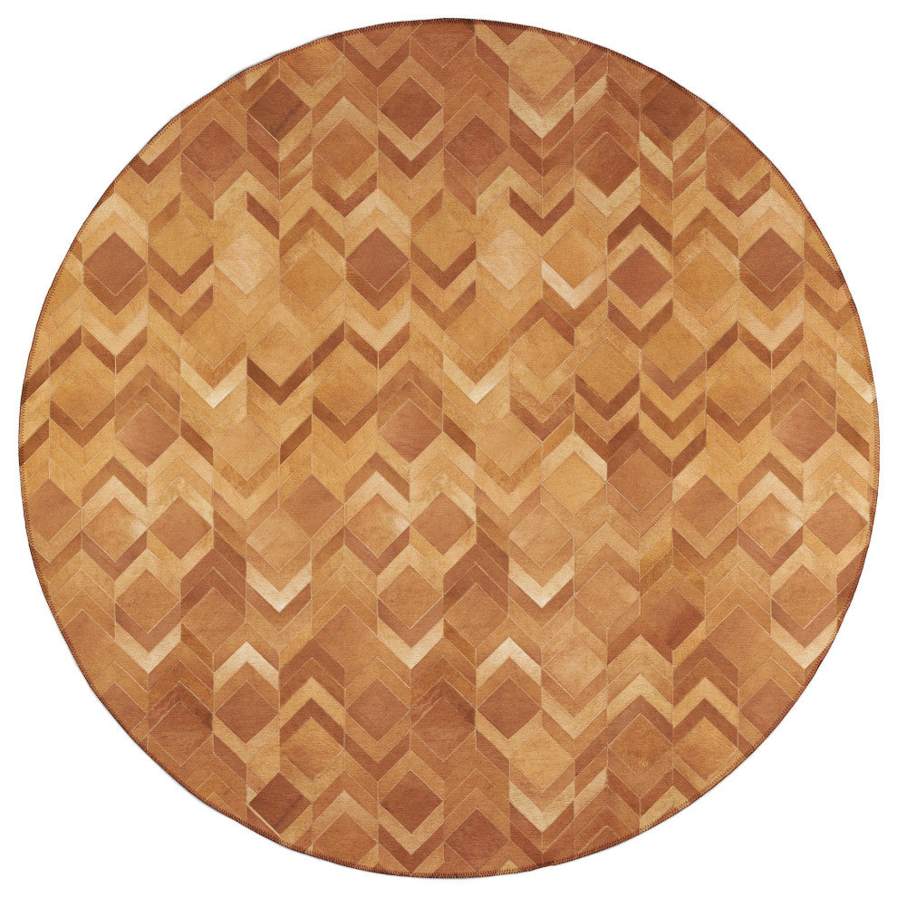 Indoor/Outdoor Stetson SS5 Spice Machine Washable 8' x 8' Round Rug