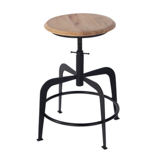Edison 20-27" Adjustable Seat Height Iron and Wood Bar Stool