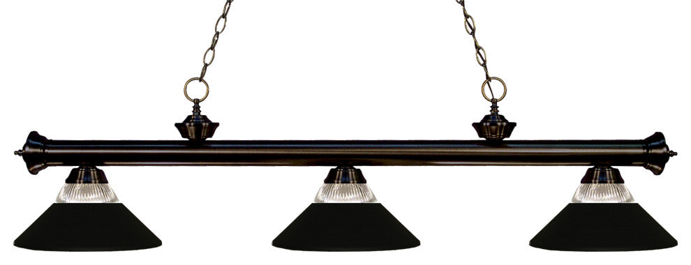 Zlite 200-3BRZ-RMB 3-Light Billiard Light, Clear Ribbed