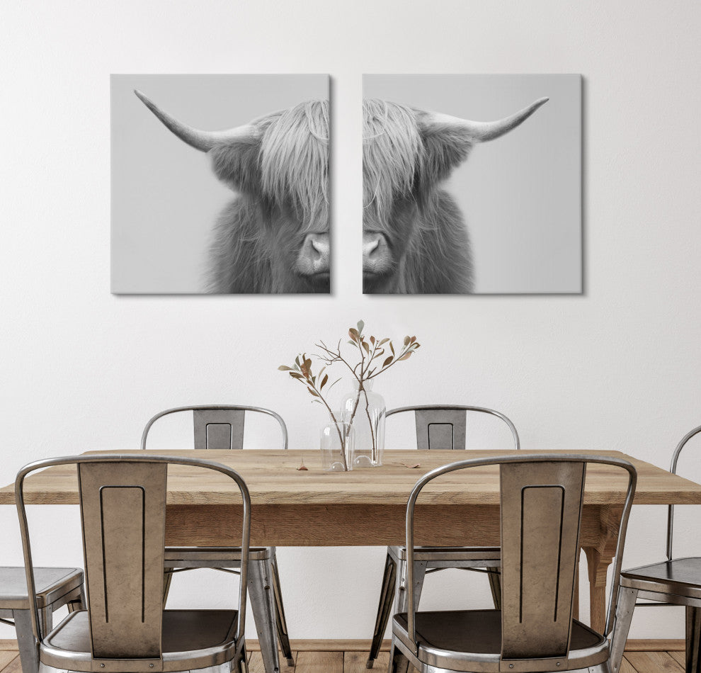 Hey Dude Cow Gray Canvas by The Creative Bunch Studio, Assorted 2 Piece 20x20