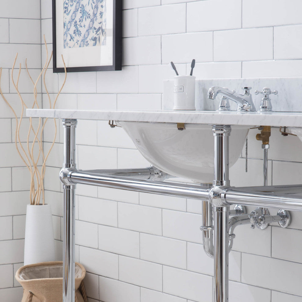 Embassy 72" Wide Double Wash Stand, P-Trap, Countertop With Basin, Faucet