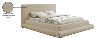 Dane Teddy Fabric Full Bed, Beige, King