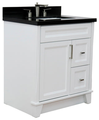 31" Single Sink Vanity, White Finish With Black Galaxy Granite