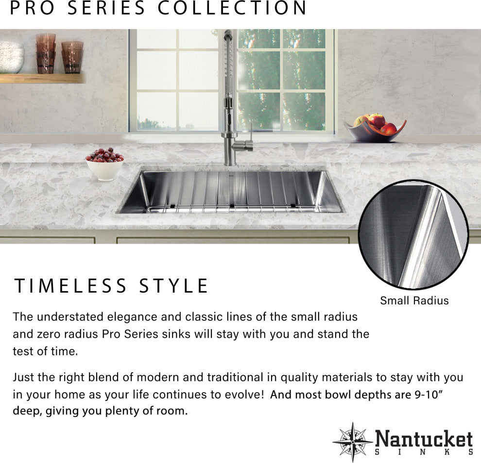 Nantucket 36" Pro Series Oversized Rectangle Undermount Stainless Kitchen Sink