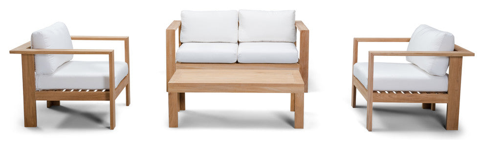 Ando Teak 4 Piece Loveseat Set, Canvas Natural