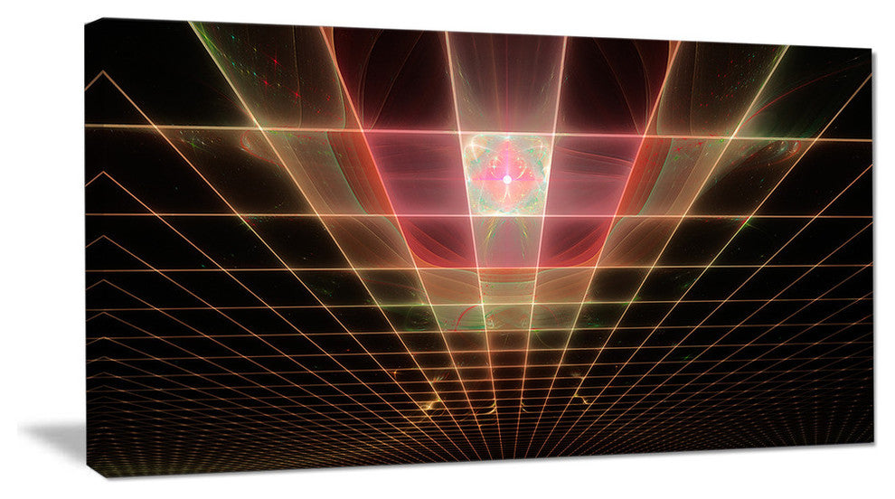 Pink on Black Laser Protective Grids, Oversized Abstract Canvas Art Print, 60x28
