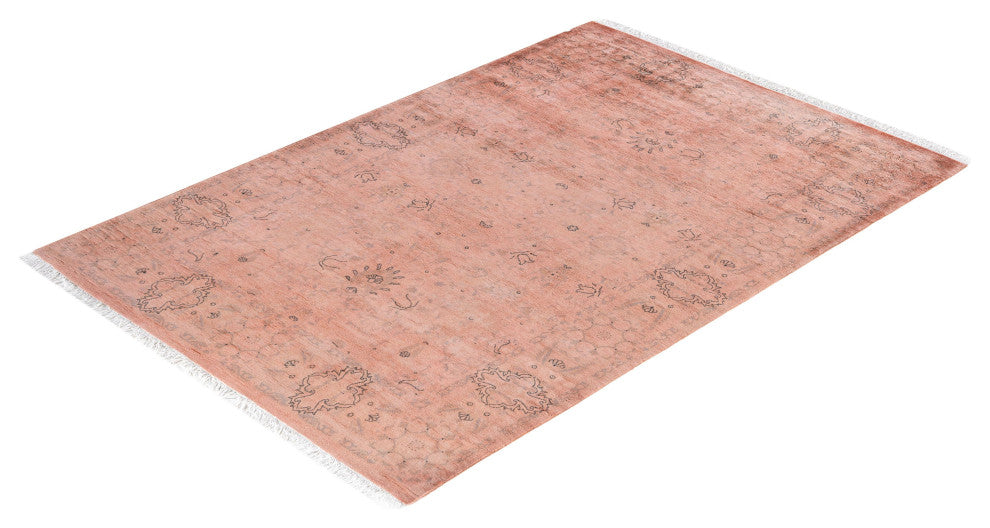 Overdyed One-of-a-Kind Hand-Knotted Area Rug Pink, 4' 2" x 6' 1"