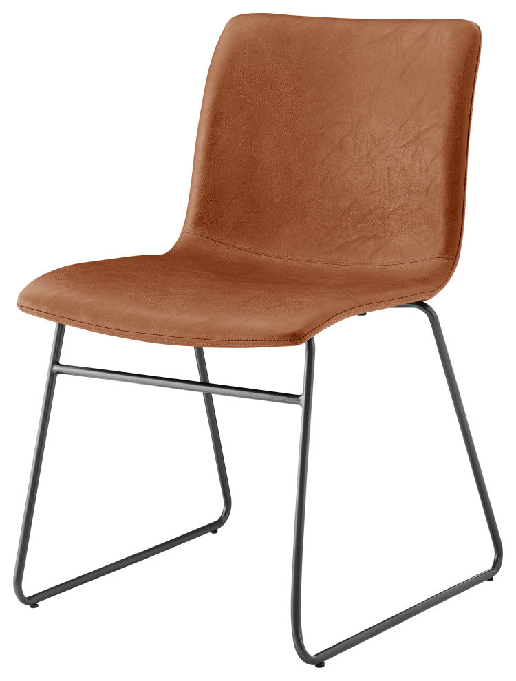 Bruce PU Dining Side Chair,, Set of 2, Toasted Caramel