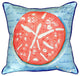 Betsy Drake Coral Sand Dollar Blue Small Indoor/Outdoor Pillow 12x12