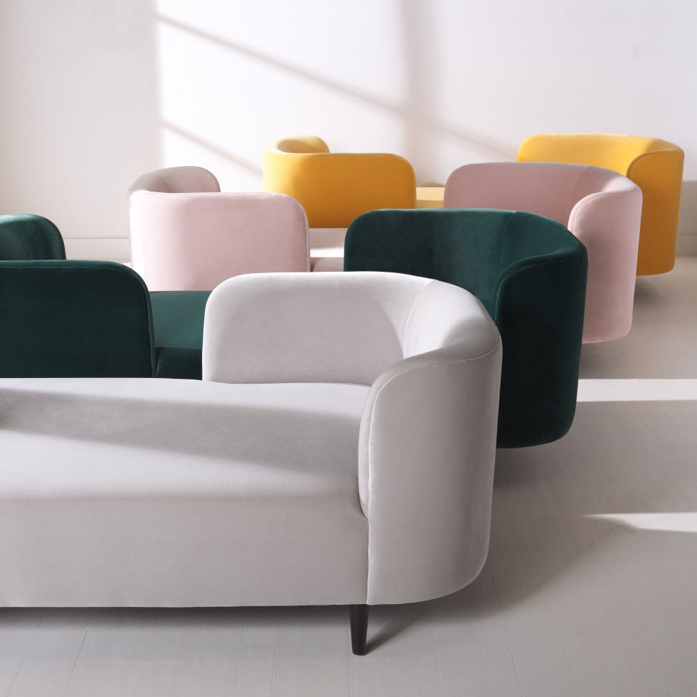 Safavieh Couture Frieda Velvet Tete A Tete Chair, Light Grey