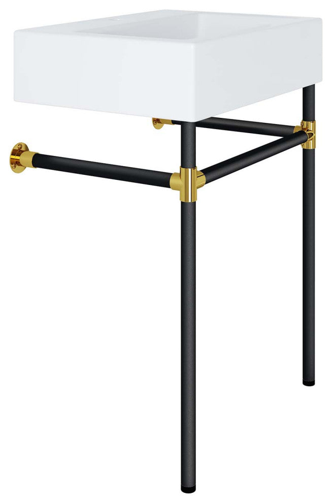 Redeem 24" Wall-Mount Black Stainless Steel Bathroom Vanity, Black White