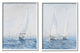 Serene Sailboats Floating Cloudy Sea Sky Painting, 2pc, each 11 x 14