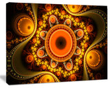 Golden Fractal Pattern with Circles, Oversized Abstract Canvas Art Print, 60x40