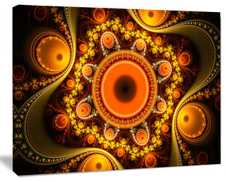 Golden Fractal Pattern with Circles, Oversized Abstract Canvas Art Print, 60x40