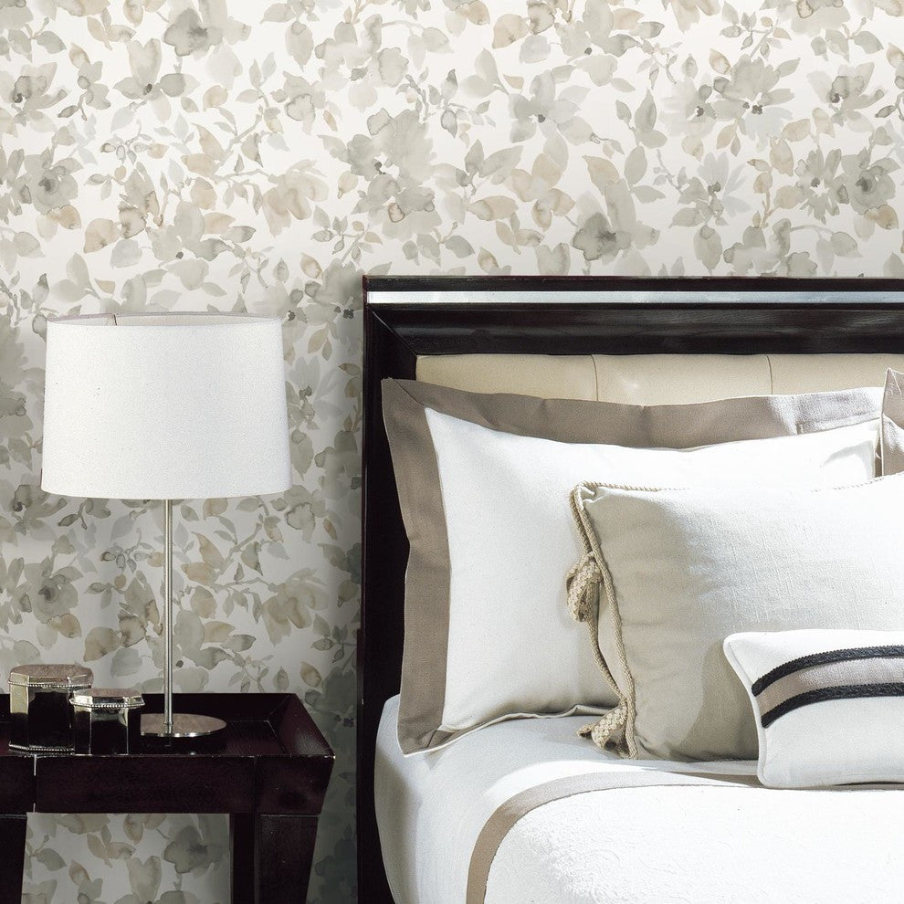 Neutral Watercolor Floral Peel & Stick Wallpaper